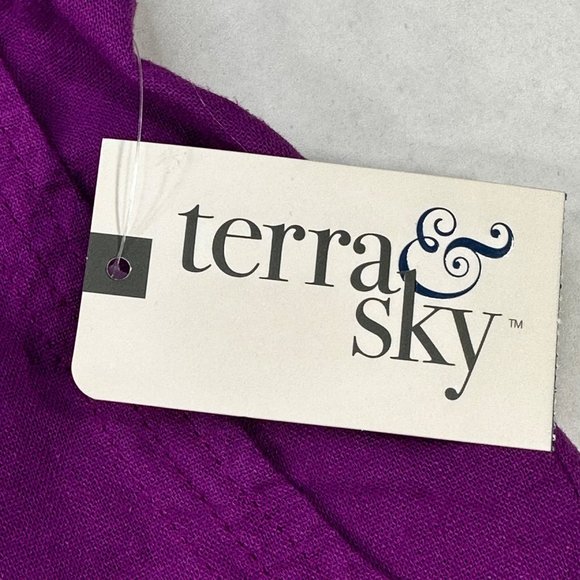 Terra And Sky Women's 0X Soft Trim Short Elastic Back Drawstring Front 2 Pocket - Picture 3 of 14